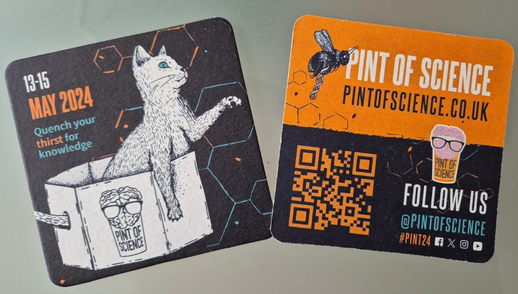 🥳#pint24 returns 13-15 May - save the date! 450+ events in 40+ UK cities with researchers from 50+ universities/institutions Tickets on sale 8 April - sign up to our mailing list to be the first to hear when eepurl.com/TbbVX