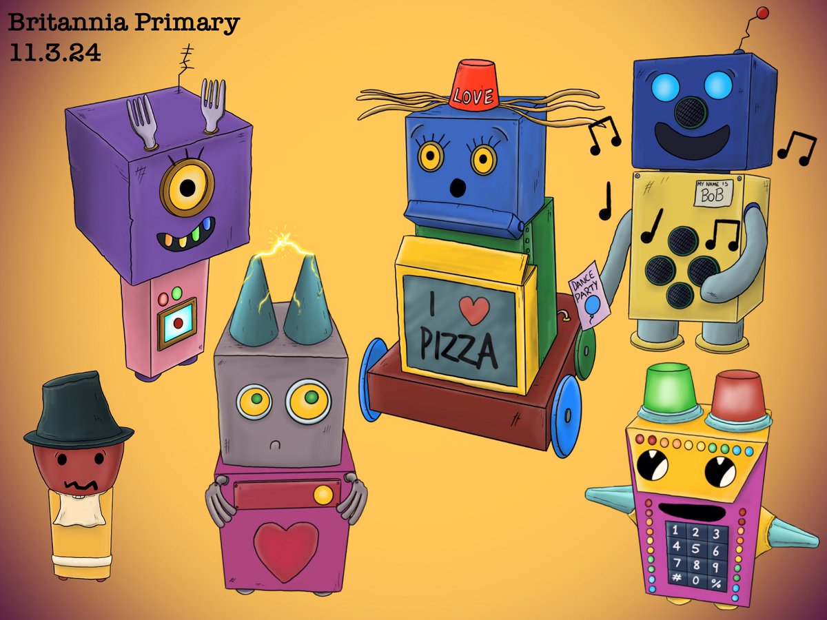 Here’s a look at a few of the robot models created by students at Britannia Primary, Ipswich as part of our wellbeing workshop, complete with the finished illustrations, Jot the robot is very happy to have so many new friends 🥰 #robots #wellbeing #models #schools #primaryschool