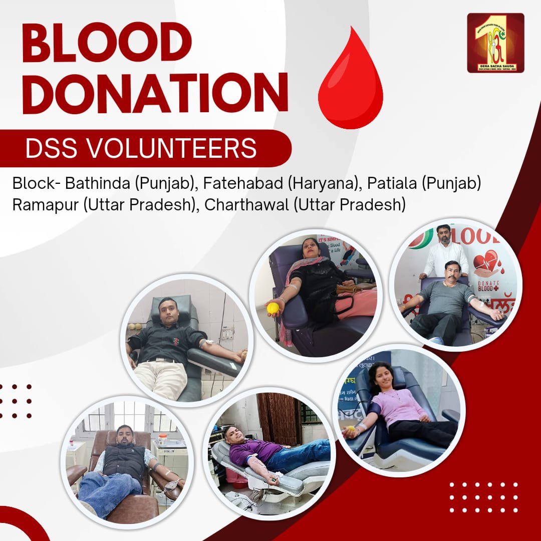 DSSNewsUpdates's tweet photo. Inspired by the compassionate teachings of Saint Dr. @Gurmeetramrahim Singh Ji Insan, Dera Sacha Sauda volunteers have taken a profound pledge to save lives through #blooddonation. Throughout the year, these dedicated volunteers donate thousands of units of🩸blood, both in India and abroad, embodying the essence of selflessness and humanity.
#DeraSachaSauda #SaintDrMSG #BloodDonationHeroes #SaveLives #ActOfLove #ActOfKindness #GiveBloodGiveLife #TrueBloodPump