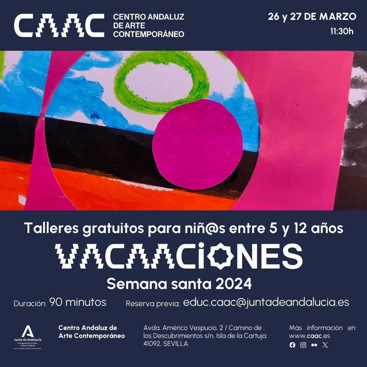 caac_sevilla's tweet photo. 🔛 Abierto plazo para inscribirse en #vaCAACiones Semana Santa, talleres gratuitos orientados a familias con niñxs de entre 5 y 12 años relacionados con las exposiciones: "Estampa Popular Sur" y "Malgorzata Mirga-Tas. Remembranza y resignificación" 

ℹ️ https://t.co/H2g6ffaAPq https://t.co/yHFyuuTT6X