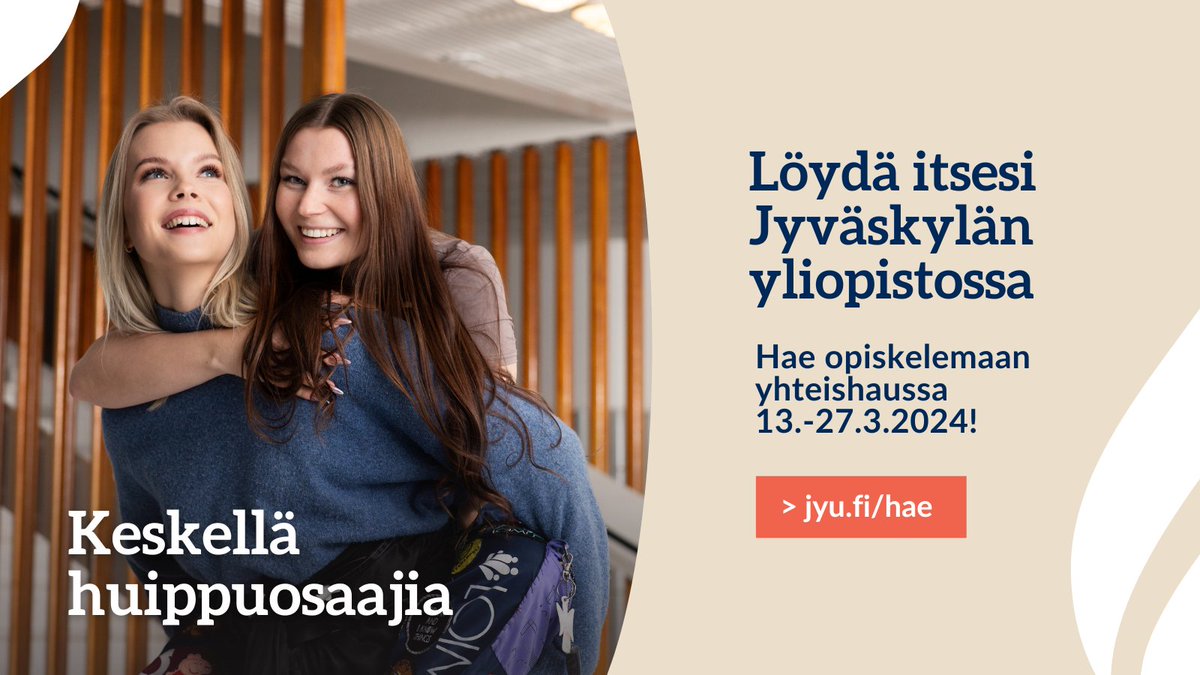 Keski-Suomen LUMA-keskus (@keskisuomenluma) on Twitter photo Haluatko olla luomassa tulevaisuuden supersankareita? Opiskele LUMA-opettajaksi Jyväskylän yliopistossa!
Lue lisää➡️r.jyu.fi/FkX
Hae➡️jyu.fi/hae
<a href="/jyuscience/">Faculty of Mathematics and Science</a> <a href="/uniofjyvaskyla/">University of Jyväskylä</a>
#yhteishaku #matikanope #kemianope #fysiikanope #LuMO #JYUnique Haluatko olla luomassa tulevaisuuden supersankareita? Opiskele LUMA-opettajaksi Jyväskylän yliopistossa!
Lue lisää➡️r.jyu.fi/FkX
Hae➡️jyu.fi/hae
<a href="/jyuscience/">Faculty of Mathematics and Science</a> <a href="/uniofjyvaskyla/">University of Jyväskylä</a>
#yhteishaku #matikanope #kemianope #fysiikanope #LuMO #JYUnique