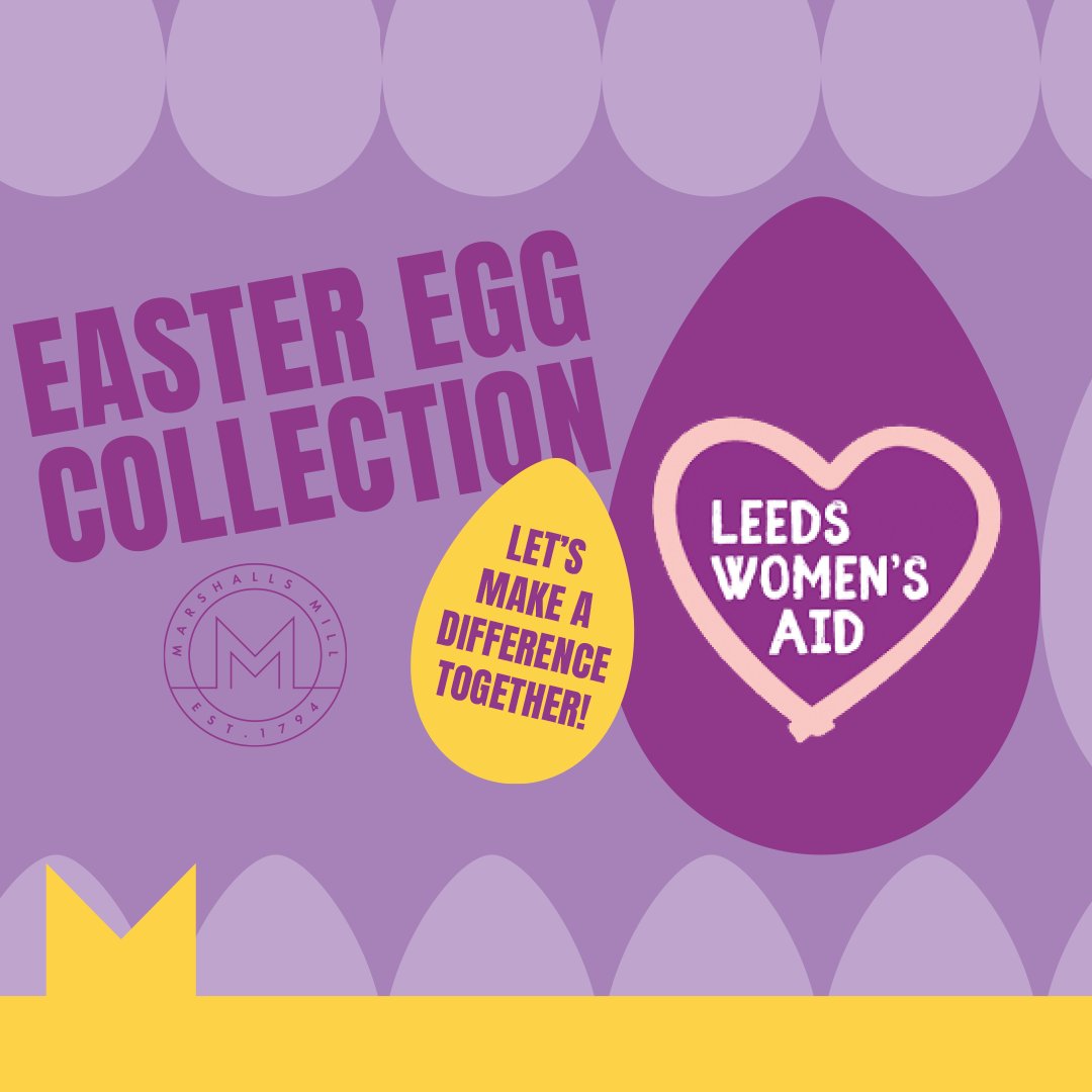 Join us in spreading Easter joy to the women and children supported by @leedswomensaid 💓 We're collecting chocolate eggs to brighten their Easter celebrations. 

 Please drop off your contributions at the Marshall's Mill reception by 10am on Friday 22nd March.🐰🍫