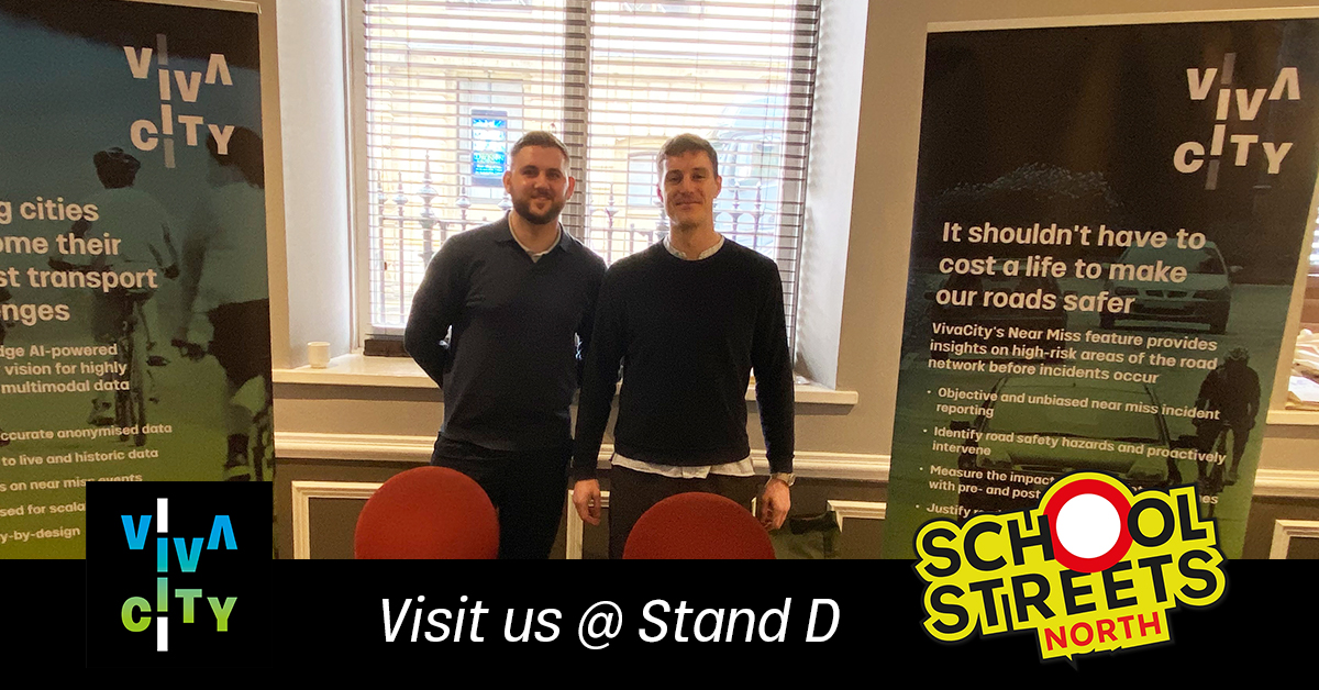 The VivaCity team are on the road again at the School Streets North event in Bradford, UK. Make sure to pop by our stand (D) and speak to Charlie and Mac about our smart #RoadSafety and #TrafficMonitoring solutions for #SchoolStreets projects eu1.hubs.ly/H086MbY0 #ActiveTravel