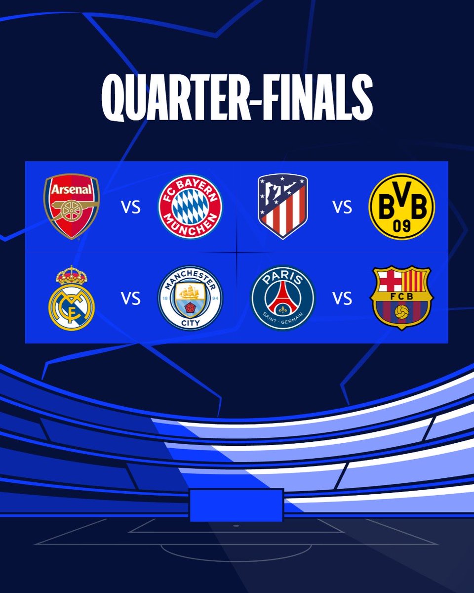 Así quedan los cuartos de final de la bendita Champions 🙌