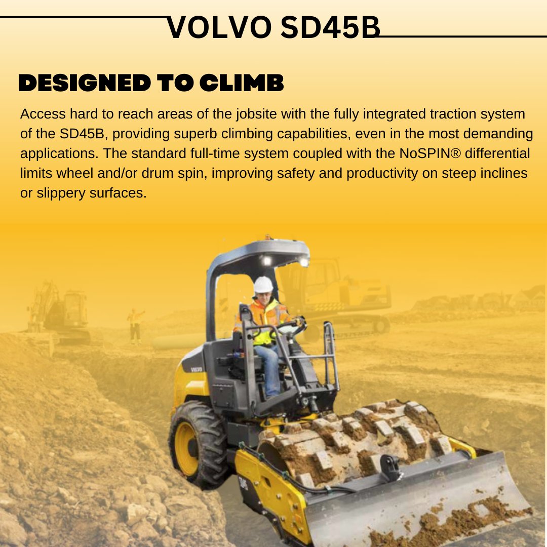 It’s the Machine of the Week! Volvo SD45B -combining versatility with ease of maintenance, the compactor delivers unmatched performance and optimum machine uptime across a variety of applications and terrain. #newdelivery #volvoce #volvoscoop