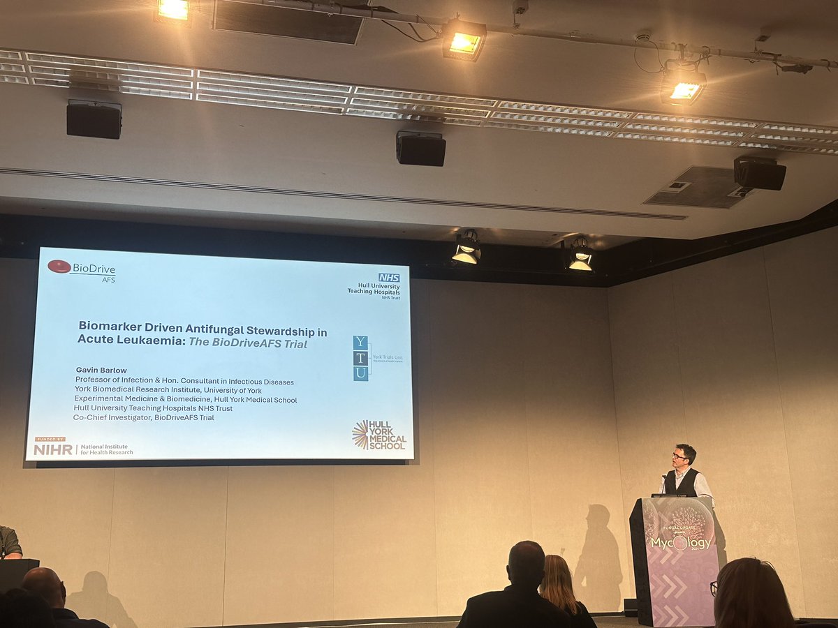 Neil Stone (@drneilstone) on Twitter photo Great to hear from <a href="/gavin_barlow/">Gavin Barlow</a> of <a href="/HullYorkMed/">Hull York Medical School</a> and PI of the <a href="/BioDriveAFS/">BioDriveAFS Trial</a> study discussing the trial
We at <a href="/uclh/">UCLH</a> are proud to be a site for this important study
<a href="/FungalUpdate/">Fungal Update</a> #Mycology2024 Great to hear from <a href="/gavin_barlow/">Gavin Barlow</a> of <a href="/HullYorkMed/">Hull York Medical School</a> and PI of the <a href="/BioDriveAFS/">BioDriveAFS Trial</a> study discussing the trial
We at <a href="/uclh/">UCLH</a> are proud to be a site for this important study
<a href="/FungalUpdate/">Fungal Update</a> #Mycology2024