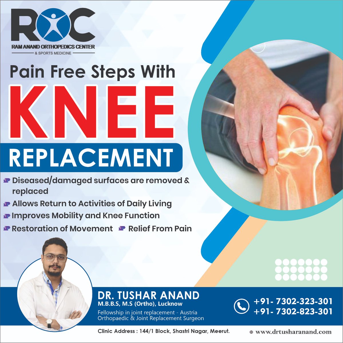 Pain Free Steps With KNEE REPLACEMENT
.
.
🌐 𝐯𝐢𝐬𝐢𝐭 𝐨𝐮𝐫 𝐰𝐞𝐛𝐬𝐢𝐭𝐞: 𝐰𝐰𝐰.𝐝𝐫𝐭𝐮𝐬𝐡𝐚𝐫𝐚𝐧𝐚𝐧𝐝.𝐜𝐨𝐦
📞 𝐟𝐨𝐫 𝐦𝐨𝐫𝐞 𝐈𝐧𝐪𝐮𝐢𝐫𝐢𝐞𝐬: 𝟎𝟕𝟑𝟎𝟐-𝟑𝟐𝟑-𝟑𝟎𝟏, 
.
#drtusharanand #orthopeadic #orthopeadicsurgeon #cervicalspine #cervicalpain #shoulderpain