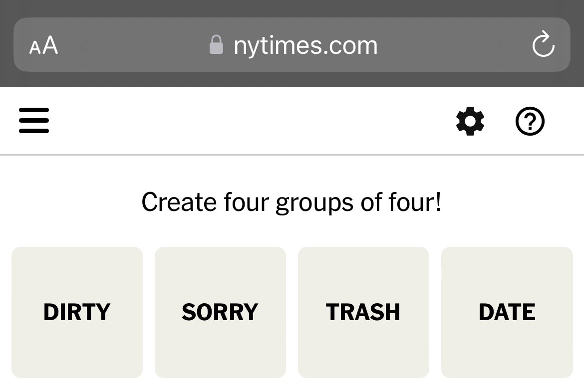 saw your boyfriend at the NYT Connections puzzle