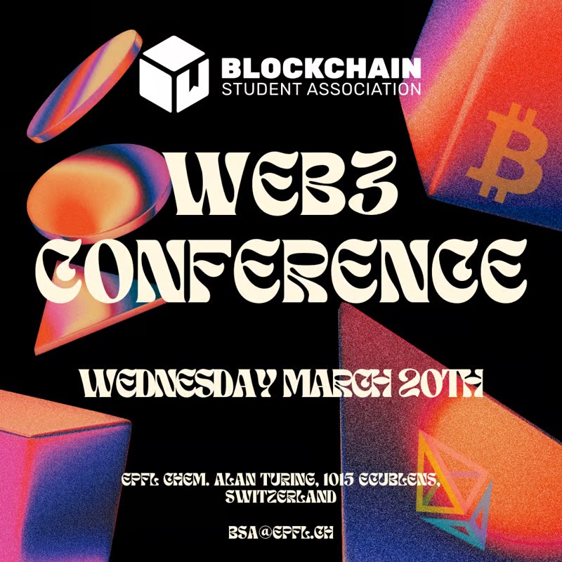 The @thecryptovalley is excited to support and partner with the @bsa_epfl for their first-ever conference! 🚀 Sponsors and speakers include @swissborg , @SYZ_Group , @taurus_hq , @arbitrum , @avax , and @Casper_Network . The conference will cover topics such as #Web3, Finance,…