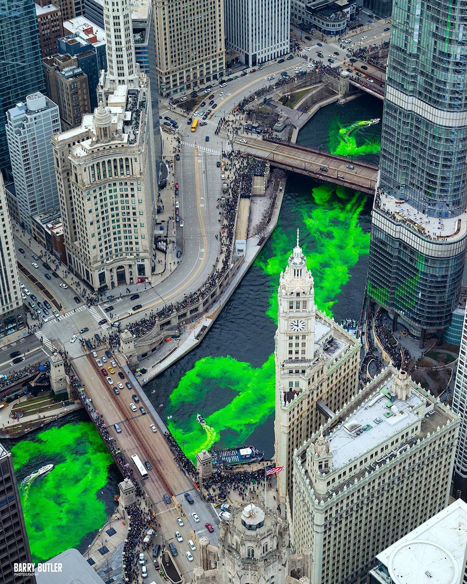 The Countdown to St. Patrick's Day in Chicago.  Just one day to go until the Chicago River is green from LSD to Wolf Point.  Starts at 10am.  The weather will be great. Fun day ahead.  <a href="/TourismIreland/">Tourism Ireland</a>