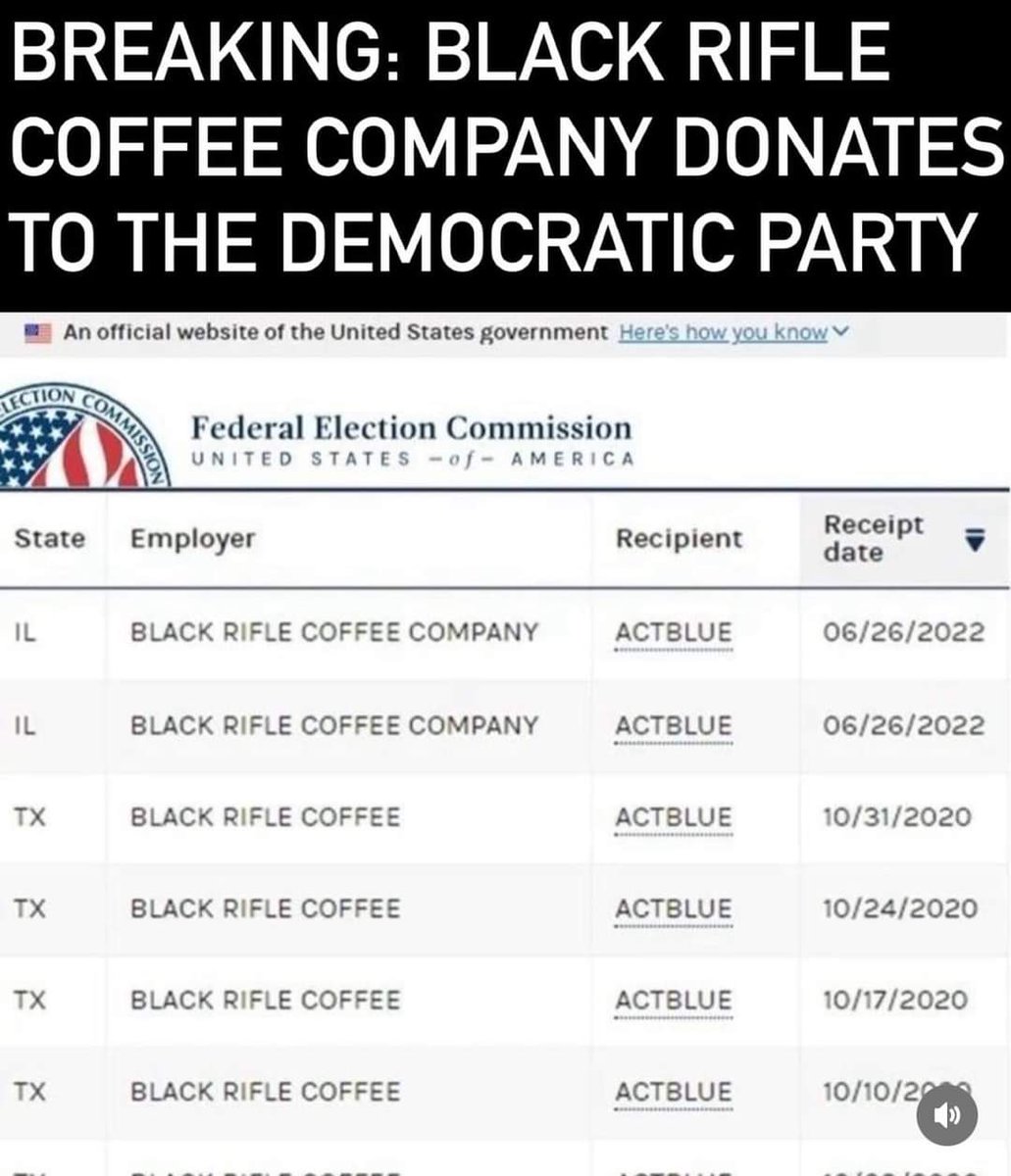 Jennife33131171's tweet image. If you drink Black Rifle Coffee, you’re donating to the democrats!  

Another one bites the dust!