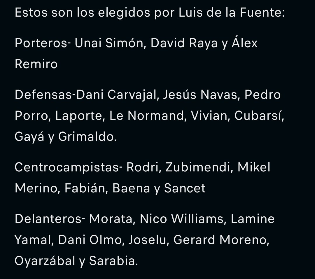 Convocatoria de la Selección española para los partidos contra Colombia y Brasil de los días 22 y 26 de éste mes.