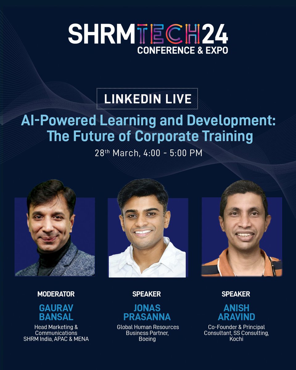 Embrace the Future of Learning with AI! Tune in to our LinkedIn Live - ‘AI-Powered Learning and Development: The Future of Corporate Training’ on 28th March from 4-5 PM. Experts @jonas1hr and @anisharavind, moderated by Gaurav Bansal, will dissect the role of AI in…