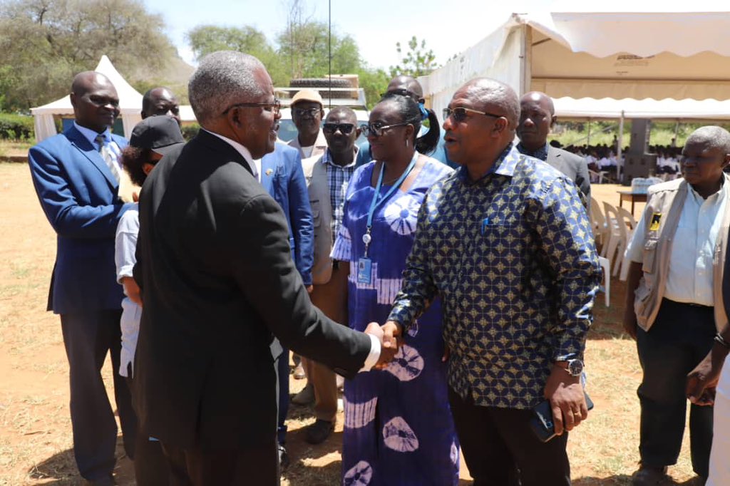Today, The Chairman Education Service Commission, Rev. Prof. Dr. Samuel Luboga, arrives for the Youth Summit at Moroto High School. The Chairman ESC is representing the First Lady. #EndAIDS2030Ug
