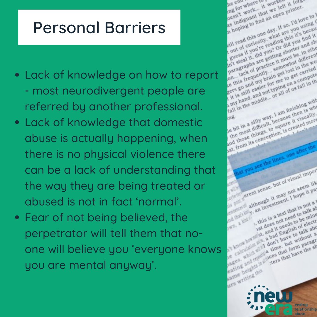 We wanted to highlight some barriers people with neurodiversity face when accessing support services. #DomesticAbuse #abuseawareness #Neurodiversity #accessibility