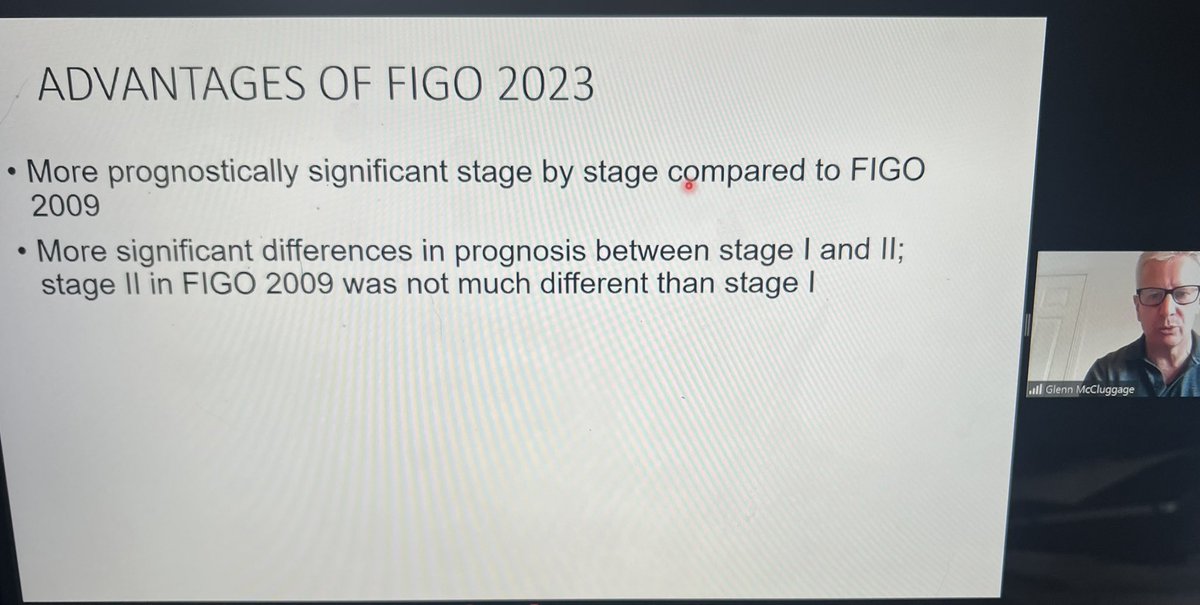 Prof Glenn McCluggage presenting on FIGO 2023 endometrial carcinoma staging update - A UK perspective #BAGP #gynaepath #pathology #PathTwitter