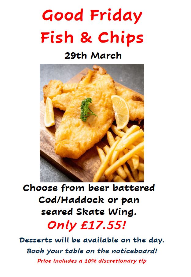 Don't miss out on our Good Friday Fish & Chips! Book your table in the clubhouse today! #fishandchips