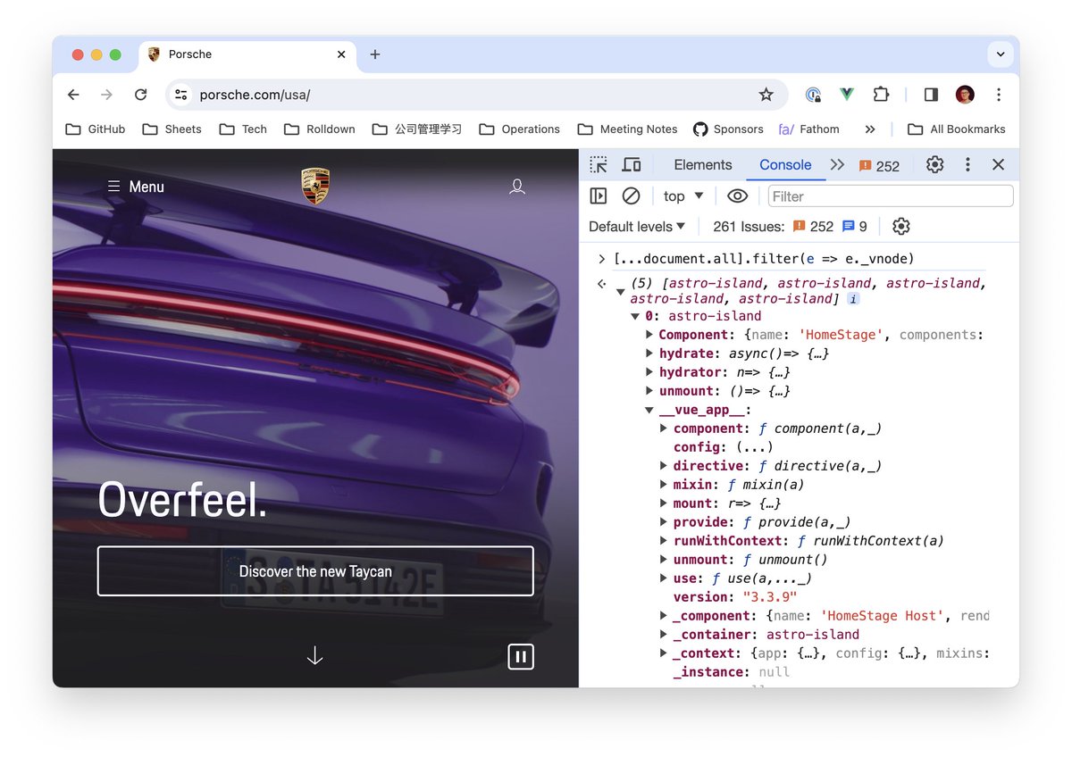 Just found out that the new @Porsche official site is built with @astrodotbuild + @vuejs (v3)!