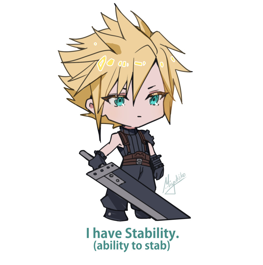 クラウド・ストライフ 「[FF7R] Stability Cloud 」|ミユ ଘ(੭⌒ᴗര)੭✧ Vtuber comms / Doujima H52のイラスト