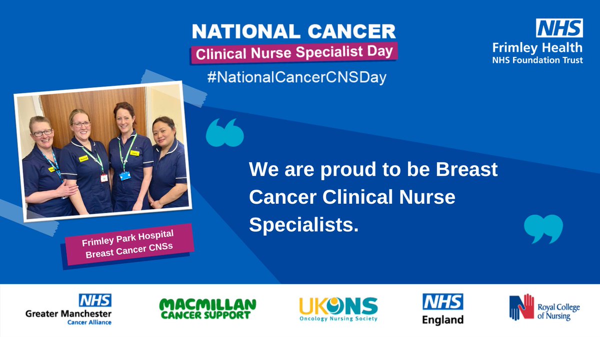 Join us today as we celebrate our cancer clinical nurse specialists (CNS) and hear what being a CNS means to them to mark #NationalCancerCNSDay - Here's our #FrimleyParkHospital Breast Cancer CNSs 💚 @SurreySussexCA @UKONSmember @macmillancancer @NHSEngland @theRCN