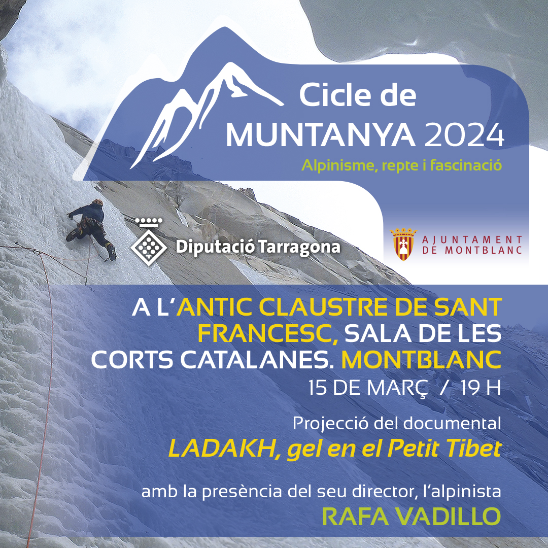 📅🎞 Avui, divendres, la muntanya es mou fins a #Montblanc. En el marc del #CicleMuntanya de @Dipta_cat, l'Antic Claustre de Sant Francesc acollirà la projecció del documental '#LADAKH, gel en el Petit Tibet' 🎫 Entrada gratuïta ℹ dipta.cat/agenda/cultura… @ajmontblanc