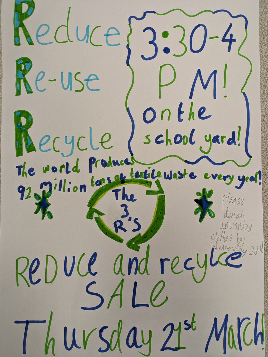 MaharishiSchool's tweet image. 💚Reduce and Recycle Sale by Friends of the Earth Club, next Thursday from 3:30pm. 

Please help us and the planet by donating unwanted garments by Wednesday.

#FriendsoftheEarth
#ClothingSale
#Recycle
