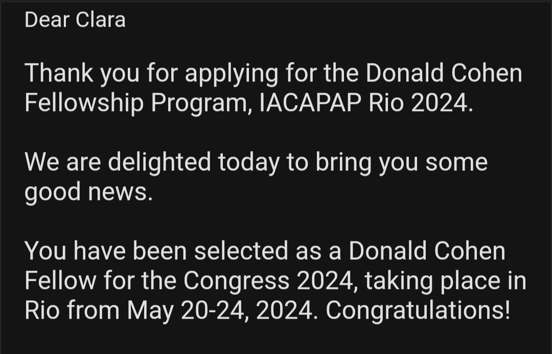 I am late but thrilled to share I have been selected as a Donald Cohen Fellow for the @IACAPAP. Really looking forward to meet my fellowship colleagues and as always, a huge thank you to @Tamsin_J_Ford @emma_soneson and @SimonWhite83 for the unwavering support #AcademicTwitter