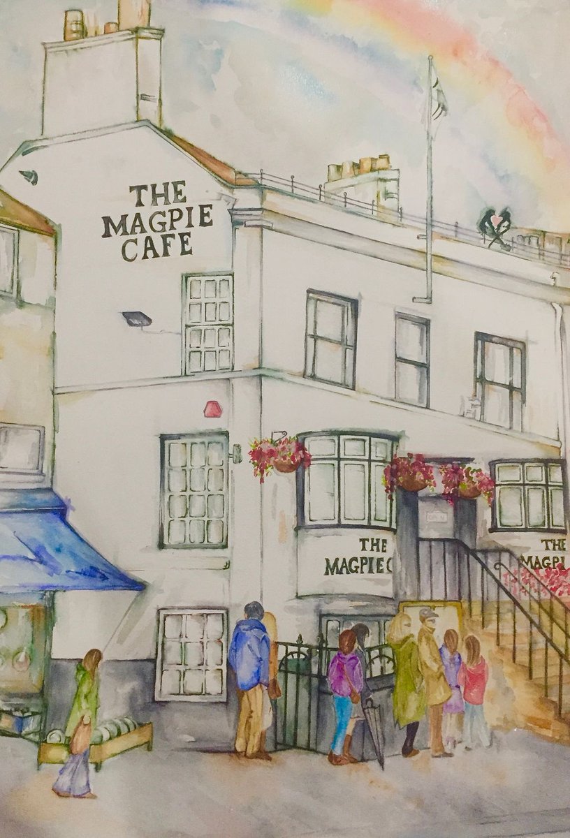 From Valerie’s Gallery come these two paintings of the world famous Fish and Chip Shop ‘ Magpie Café Whitby 
Updates.  The leak is under the house according to plumber ….so Anglian Water are coming next week ‘ leak detention ‘ No further forward …still water under the floor.
