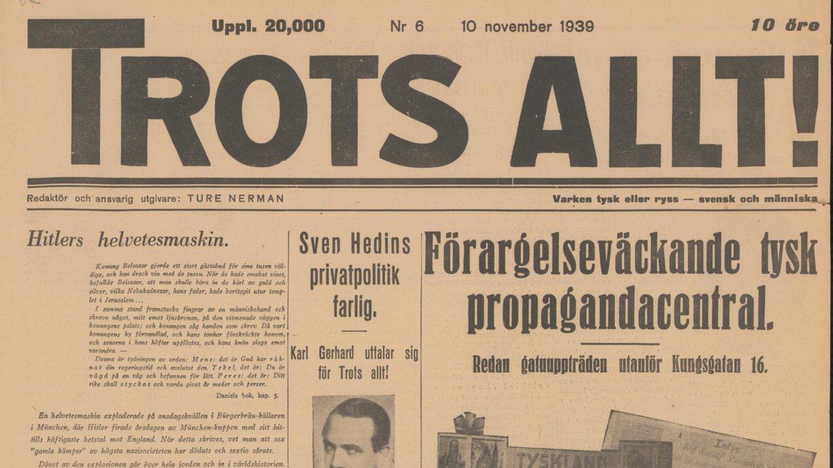 Den antinazistiska tidningen Trots allt! gavs ut från oktober 1939 till januari 1952. Nu kan du läsa samtliga 357 nummer i söktjänsten Svenska tidningar! kb.se/om-oss/nyheter…