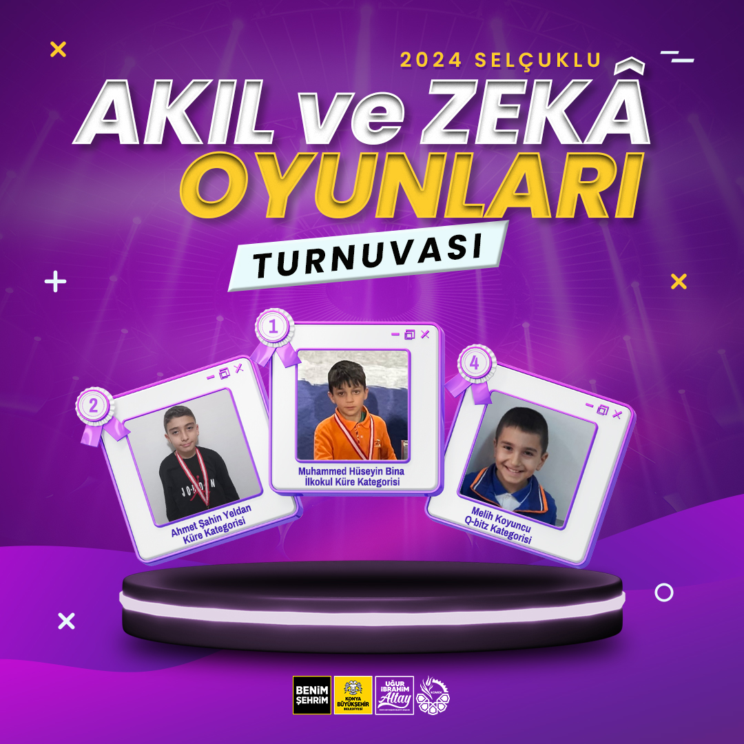 Tebrikler genç yeteneklere, başarılarınızın devamını dileriz! 👏
🏆Selçuklu Belediyesi ve Selçuklu İlçe Milli Eğitim Müdürlüğü işbirliğinde düzenlenen 2024 Selçuklu Akıl ve Zekâ Oyunları Turnuvasında, Genç KOMEK Akıl ve Zekâ Oyunları Atölyelerimizde eğitim alan öğrencilerimizden;