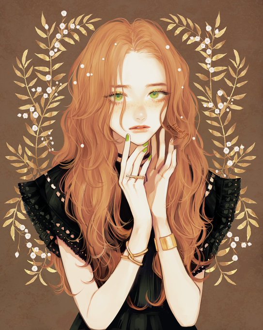 「brown hair green nails」 illustration images(Latest)