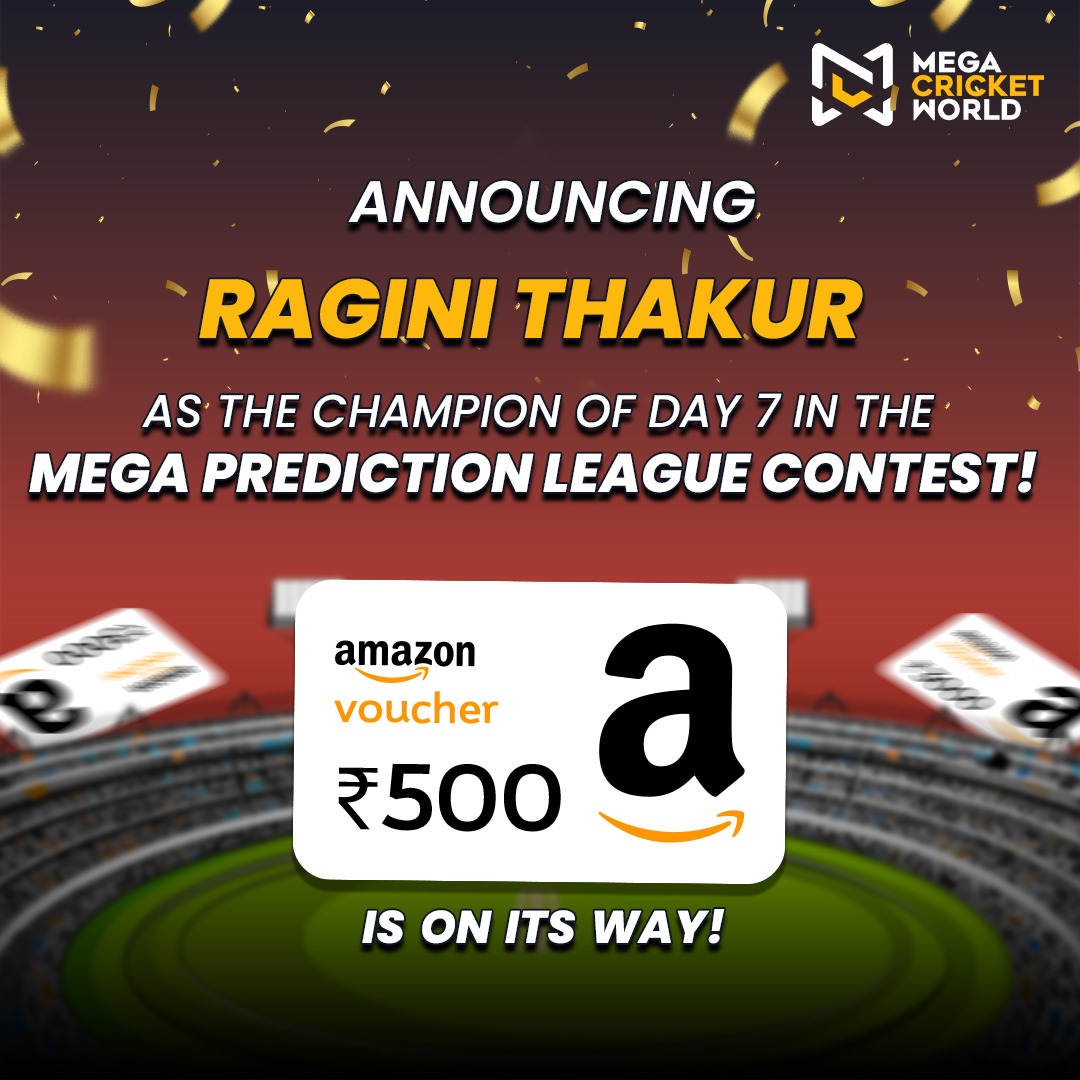 Congratulations Ragini Thakur for winning day 7 of the Mega Prediction League! ₹500 Amazon voucher is on the way.

#ContesAlert #winner #giveaway #congratulations #contest