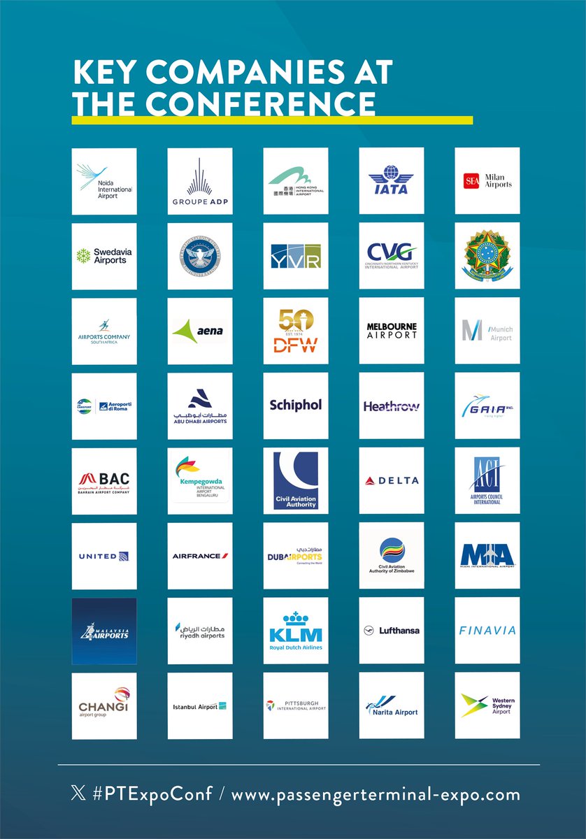 Key companies to see at Passenger Terminal Conference – plus many more! Hear from 450+ leading speakers ➡️ next month! View the full list of speakers: bit.ly/3VkS6ES Book your conference pass: bit.ly/48PXiUI #PTExpoConf