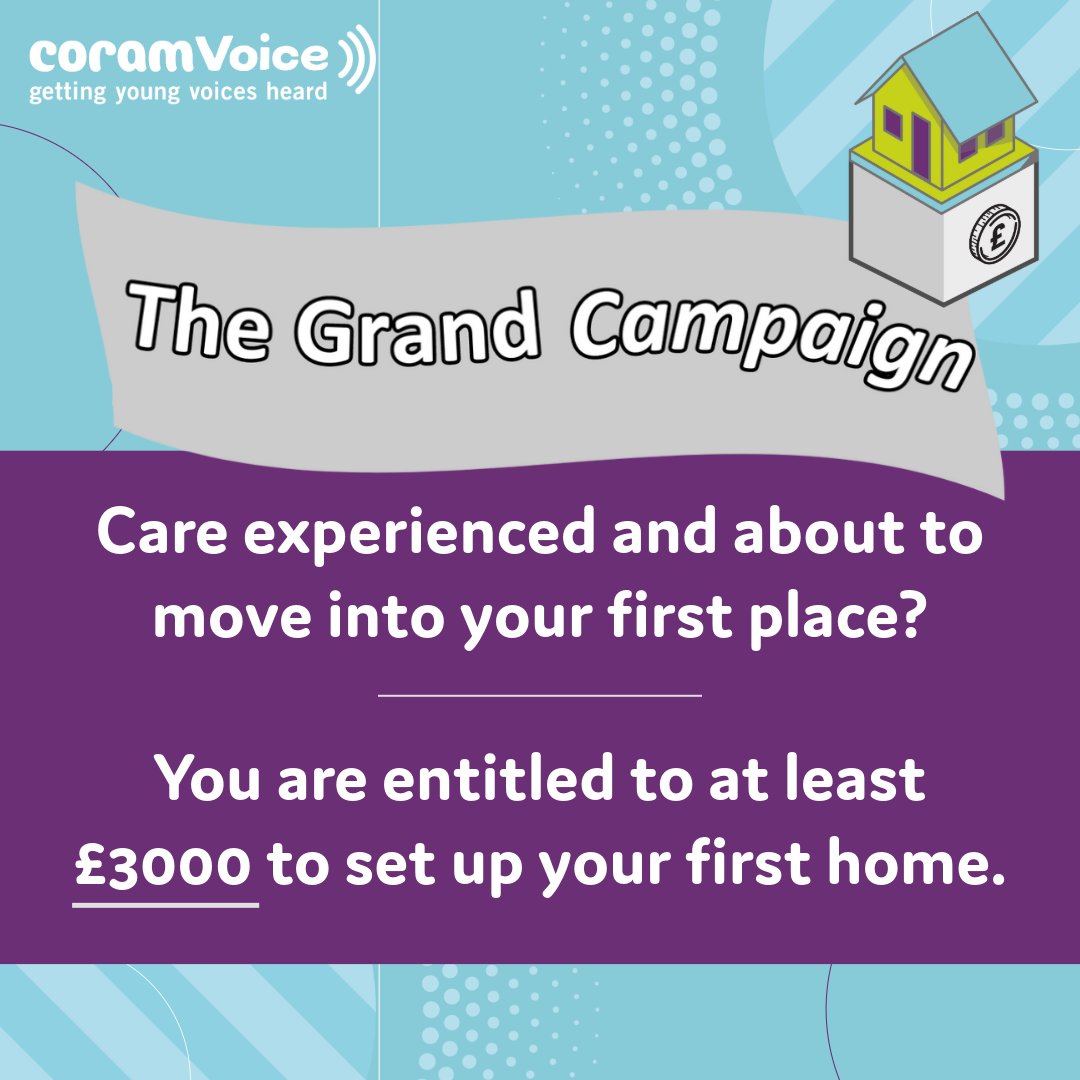 (1/3)❗Just Launched!❗ 💸A National Voice are thrilled to launch The Grand Campaign. 🏡 Did you know? Since 1st April 2023, every care leaver in England has been entitled to a minimum leaving care grant of £3,000. However, not everyone is receiving this. #TheGrandCampaign