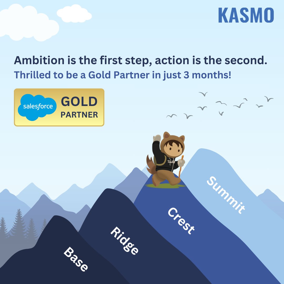 Kasmodigital's tweet image. Kasmo is now a @salesforce  Gold (CREST) Partner!

We are thankful to Salesforce, our customers, and our great team for making this happen!

#SalesforceGoldPartner #Salesforcecrestpartner #trailblazercommunity #SalesforcePartner #SalesforceIndia #Partnership #Success