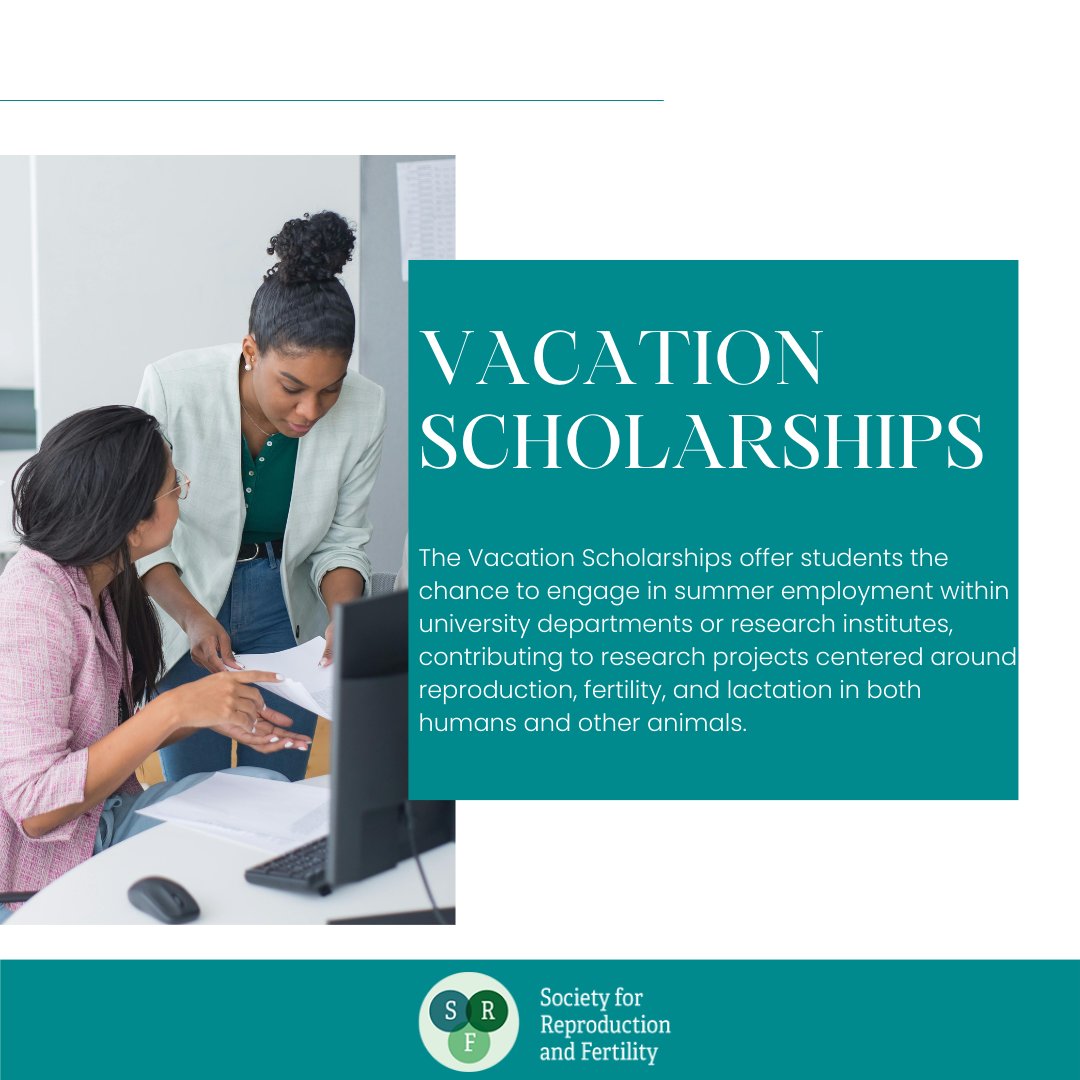 Vacation Scholarships are now open! Please see check our website for further information and how to apply. 📚📝

Link below:
srf-reproduction.org/grants-awards/…

#fertility #reproduction #srf #srfsociety #vacationscholarship