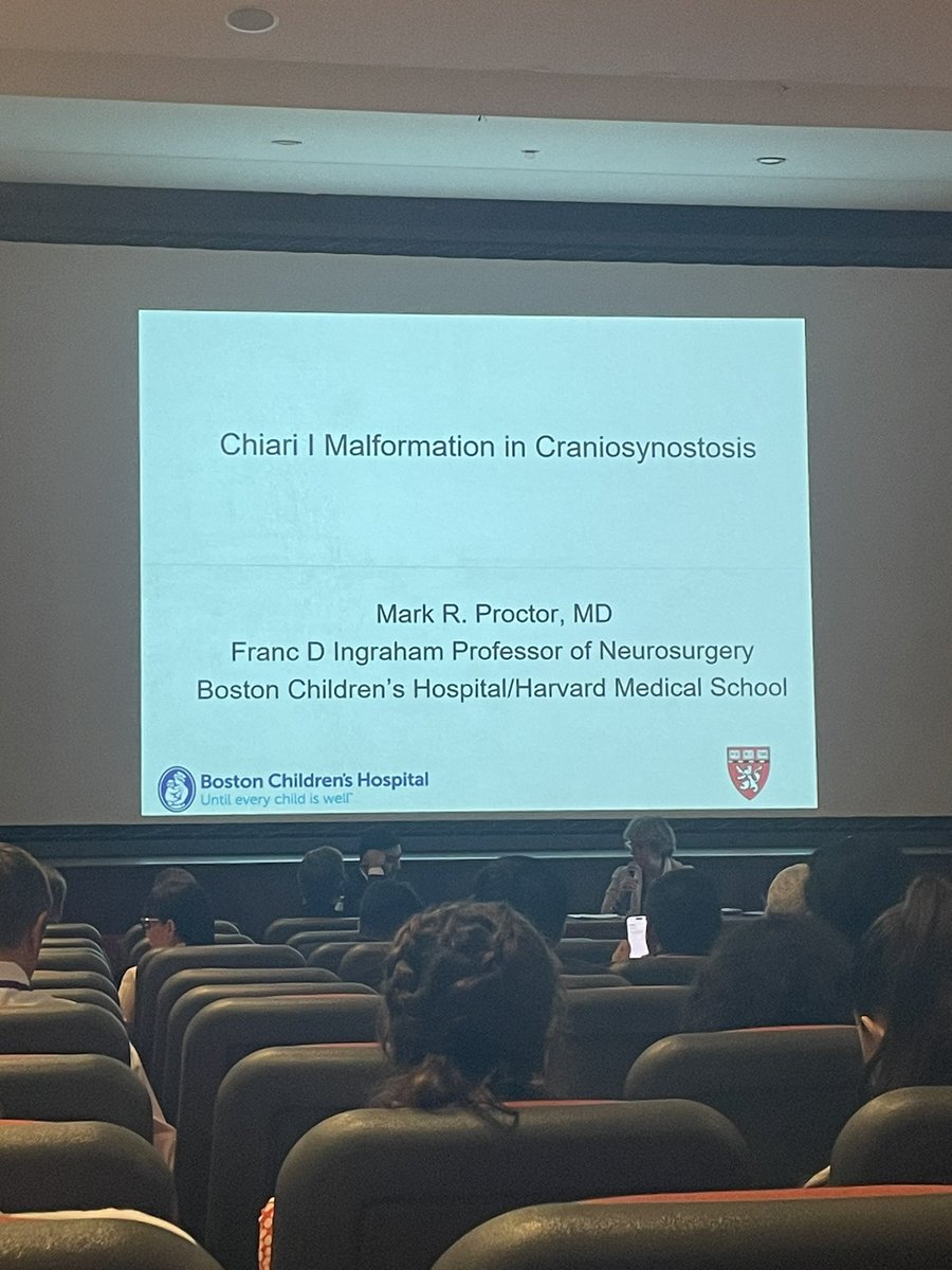 Third session of the second day of the #Craniosynostosis Symposium is the experience of @BostonChildrens in #Chiari I malformation.