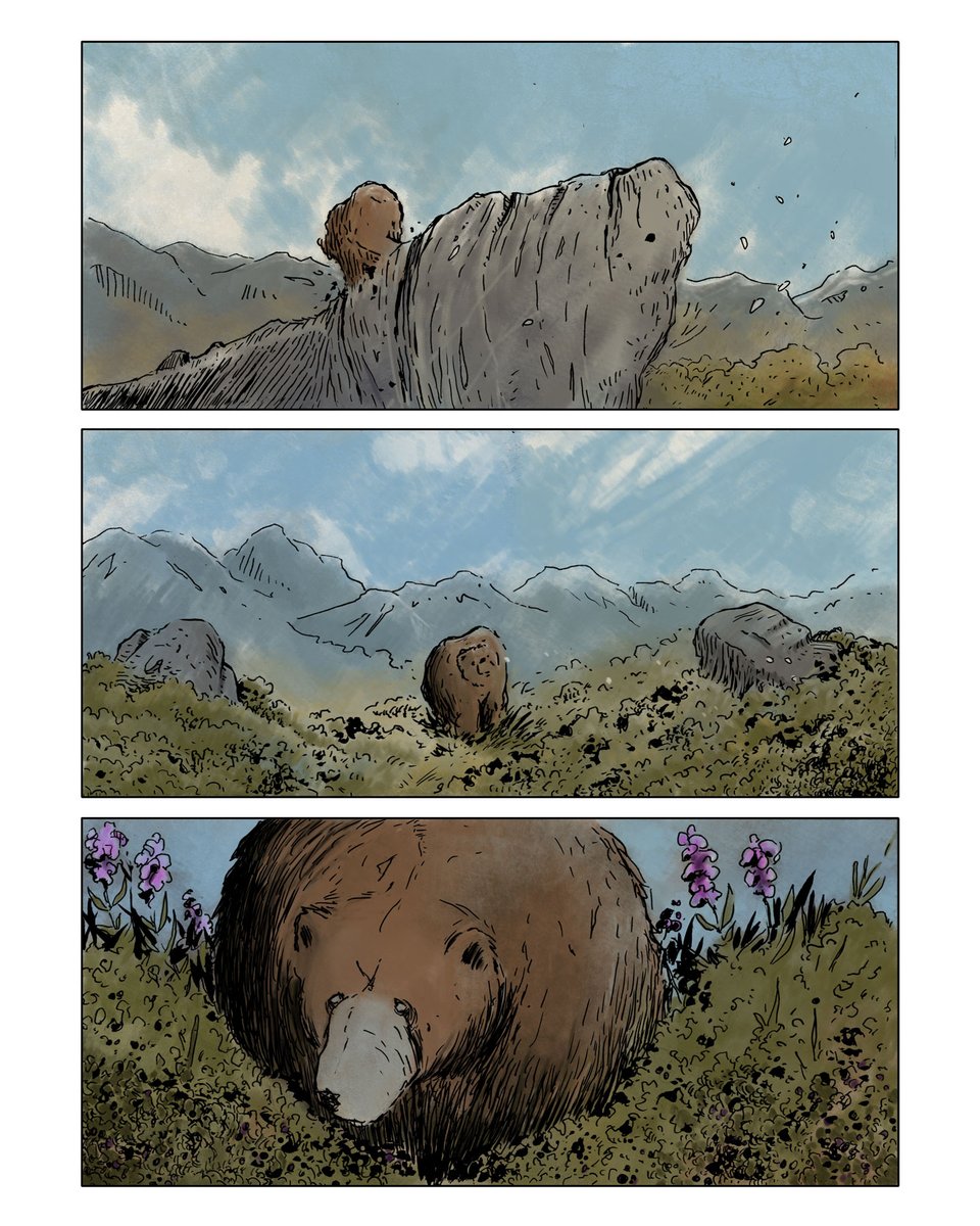 Another color test for #grizzly #bear oriented #comicbook in progress. #ComicArt #alaskalife #wildlife #bears #bandedessinée #bd #graphicnovelart #graphicnovel #sketcheveryday #drawing #dessin #croquis #sketch #drawing #artoftheday #sketchbook #alaskalife #bearart #sketch