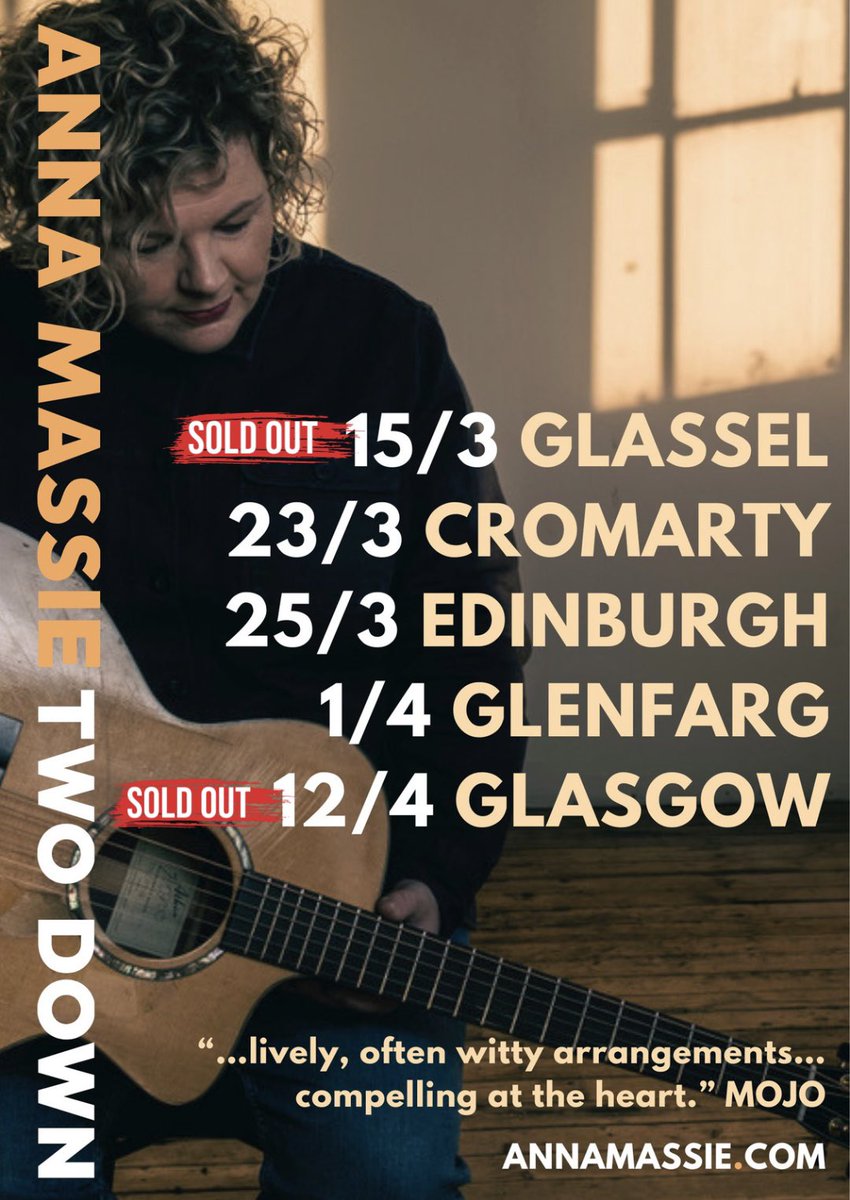 My Two Down solo gigs start tonight in lovely Glassel. A couple of shows are selt oot, so head to annamassie.com/gigs if you’ve not got yours yet!