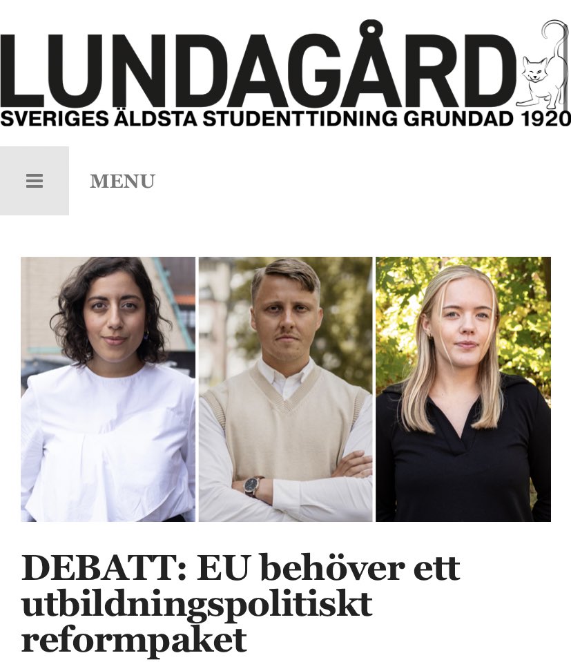 Idag öppnar ansökningsperioden för högre studier med start till hösten! Vi tycker att den behöver bli smidigare för unga i vår union, genom ett antagning.eu, harmoniserade betygssystem och utökat Erasmus+. 

Läs gärna! lundagard.se/2024/03/15/deb…