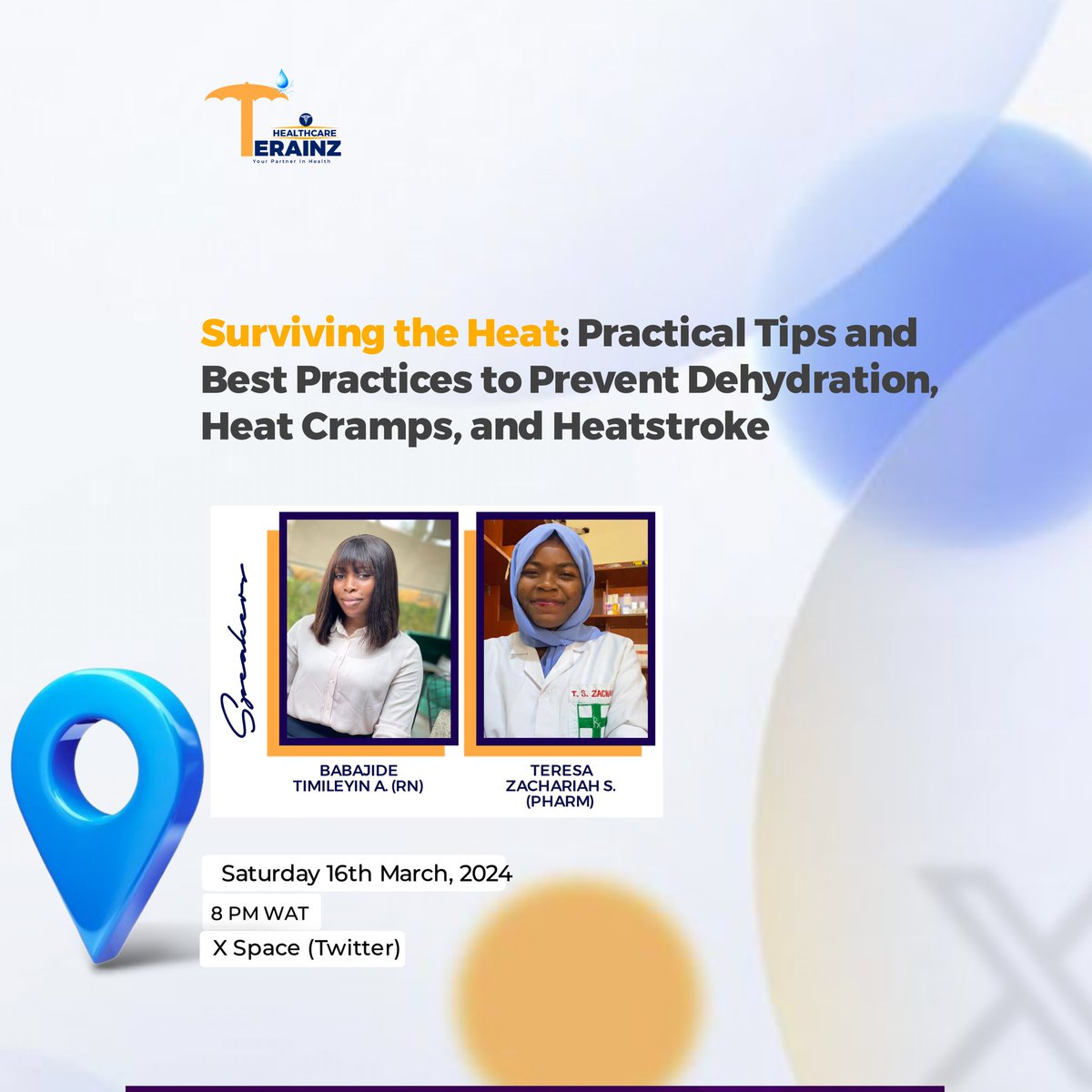 TerainzHealth's tweet image. This heat is not funny at all o..! Let's learn, together on how we can survive it make the most of it. Kindly Join the discussion scheduled for tomorrow on our X handle (x.com/TerainzHealth?…) Join us tomorrow, Saturday,  16th of March, at 8pm (WAT) prompt.