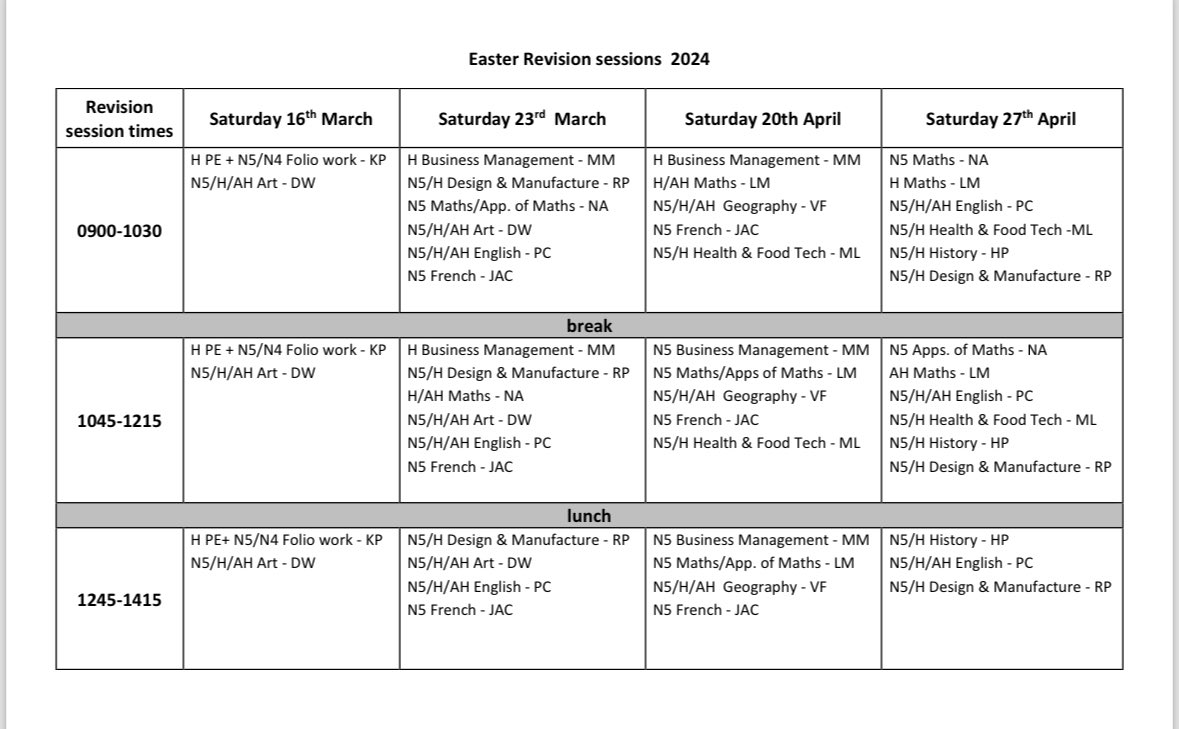 School exam masterclass timetable is out, disappointing that not one science is on it🤦🏼‍♀️

For those students dreaming of uni and @UofG_SBOHVM <a href="/TheDickVet/">The Royal (Dick) School of Veterinary Studies</a> <a href="/UofGWP/">UofG Widening Participation</a> <a href="/WeipersEquine/">Glasgow Equine Hospital & Practice</a> it’s tough for island students to get the same opportunities