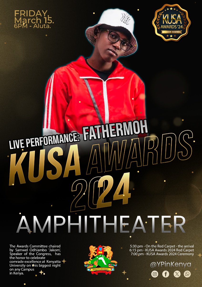 The #KUSAAwards24 and @FatherMohTV know a little something about #Marafiki, kifika, na kupiga sherehe.🎊

Don't miss the award winning superstar as he headlines the biggest night on any Kenyan campus this Evening. LIVE at the Magnificent Amphitheatre in <a href="/KenyattaUni/">Kenyatta University #ExperienceKU</a>!
