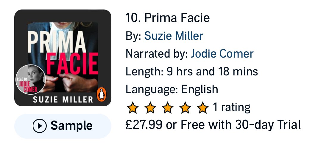 And finally, @SuzieMillerWrtr phenomenal #PrimaFacie (the novel based on her incredible play) is out now, AND the audiobook is read by the one and only Jodie Comer! Fly posters brightening up rainy London @aniapmg ☔️