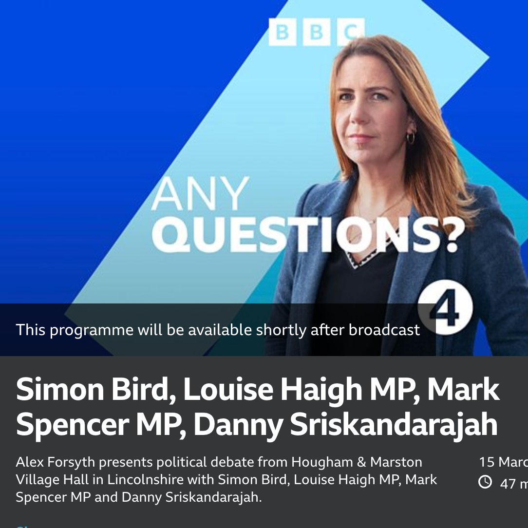 TONIGHT: Our Chief Executive @dhnnjyn will be live on BBC Radio 4’s Any Questions? Tune in at 8pm to listen the debate. bbc.co.uk/programmes/m00…