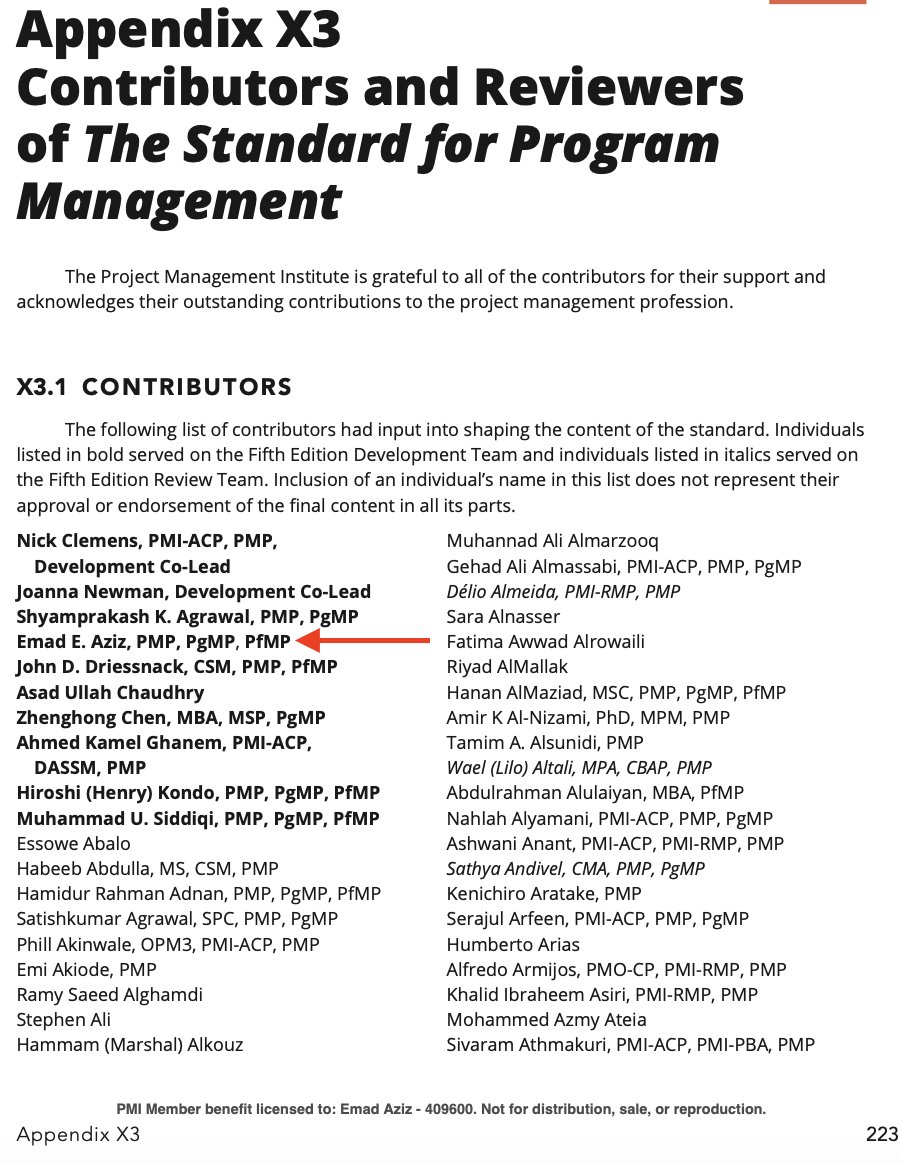 emadeaziz's tweet photo. Honored to have been granted the opportunity to be part of the Development Team of the Standard for Program Management - Fifth Edition. https://t.co/90NTjsTD8f