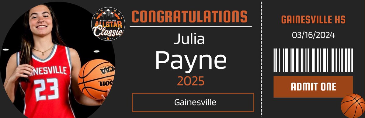 🚨North Ga All Star Classic 🚨 🗓March 16th 🏢 Gainesville High School 🎥 NonStop Sports 🖊️ Media ✅ Top Players Julia Payne from Gainesville is in for the All Star Classic.