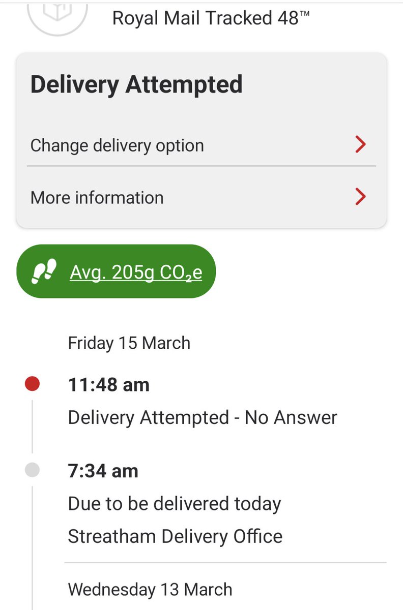 JennaFlye's tweet photo. Hi @RoyalMailHelp, I've just received this notification. I can confirm that I am in fact in and rearranged the delivery for today because I was in, so what gives? https://t.co/ueha0AbjzC