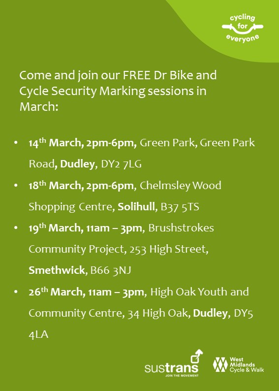Have you seen our March Cycle Security event dates? We have a couple of more FREE bike checks, security marking and D-lock giveaway opportunities! We would love to see you there! 🔧🚲 @TransportForWM #WMCycleWalk