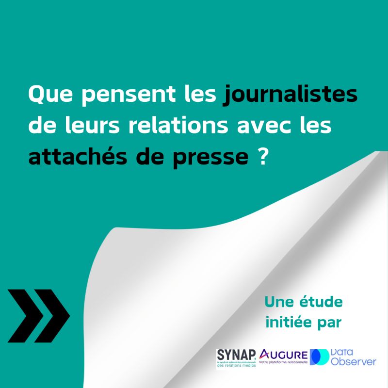 "Que pensent les #journalistes  de leurs relations avec les attachés de presse ?" C'est le sujet de l'étude du <a href="/synap1/">SYNAP</a> menée en #partenariat avec Data Observer et <a href="/AugureFR/">Augure France</a> . 
👉 Pour répondre c'est ici  lnkd.in/e3N3CcCa